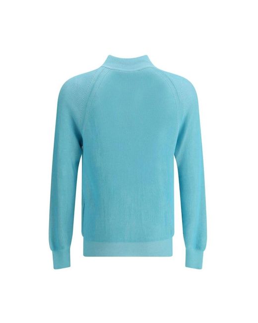Moorer Geribbelde Cardigan Met Dubbele Rits in het Blue voor heren