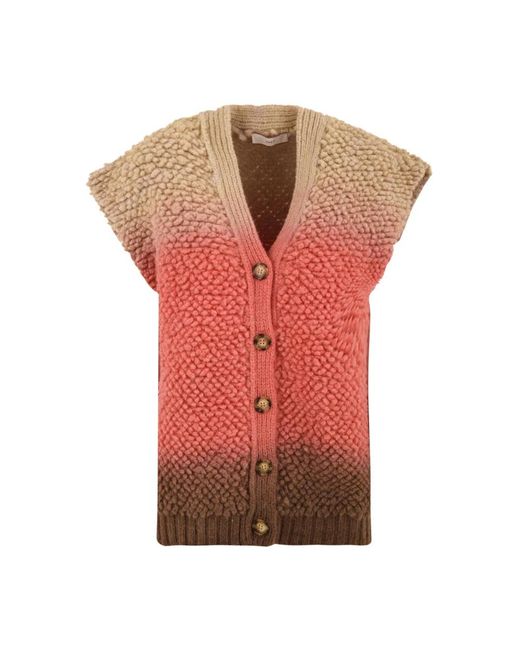 Akep Truien & Vesten ,Veelkleurig ,Wol Shaded Fur Dot Vest in het Multicolor