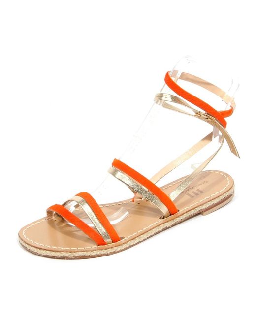Emanuela Caruso Orange Flat Sandals