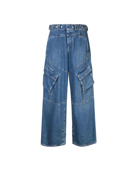 Marcelo Burlon Blue Wide Jeans for men