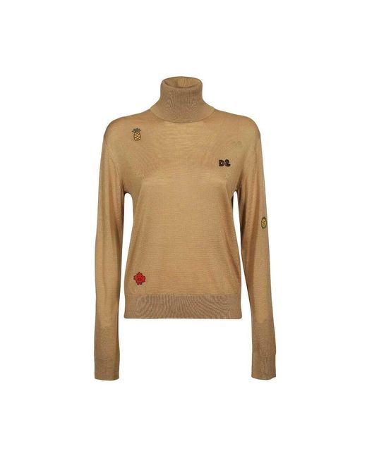DSquared² Natural Gerippter strickwollpullover