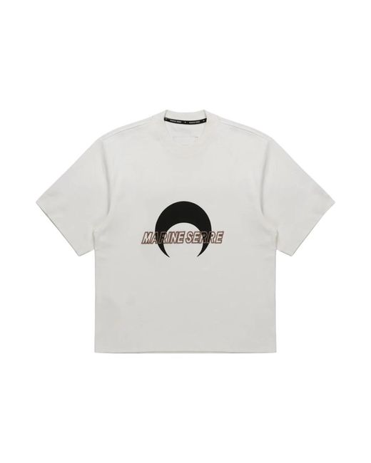 MARINE SERRE T-Shirt Mit Logo-Print Und Rundhalsausschnitt in White für Herren
