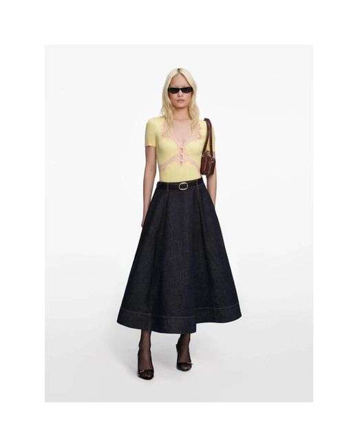 Self-Portrait Black Denim Skirts