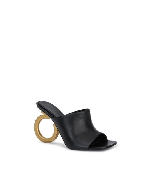 Ferragamo Black Heeled Mules