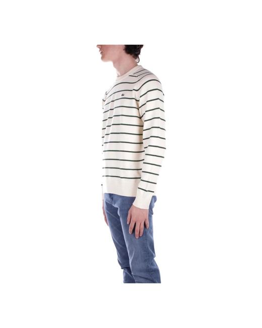 Lacoste White Round-Neck Knitwear for men