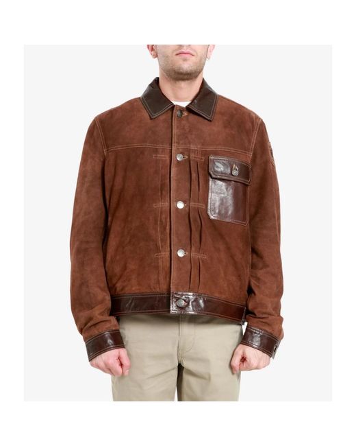 Leather Jackets Blauer de hombre de color Brown