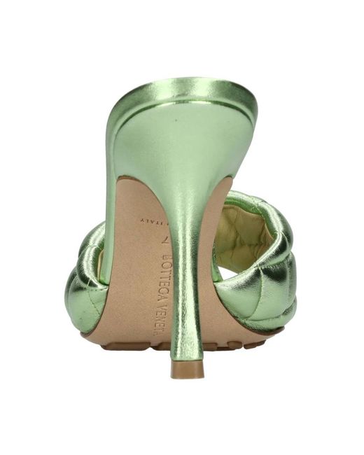 Bottega Veneta Green Heeled Mules