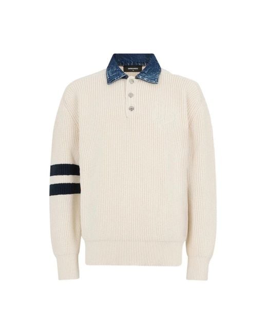 DSquared² White Round-Neck Knitwear for men