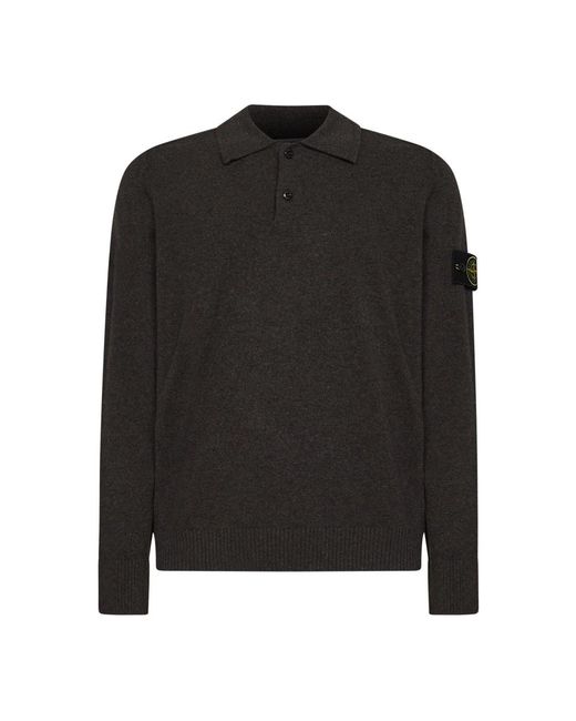Stone Island Black Round-Neck Knitwear for men