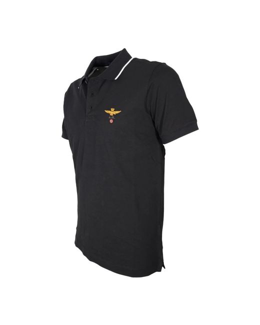 Aeronautica Militare Black Polo Shirts for men