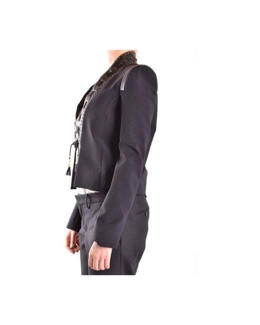 Elisabetta Franchi Jassen ,Zwart ,Zwarte Blazer Met Lange Mouwen in het Gray