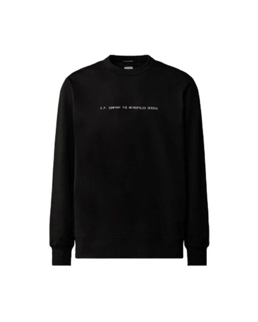 Metropolis series stretch fleece graphic sweatshirt di C P Company in Black da Uomo