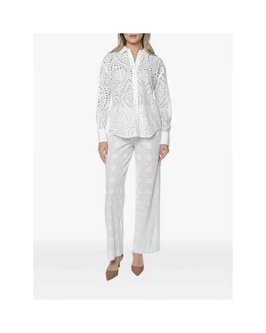 Mc2 Saint Barth White Wide Trousers