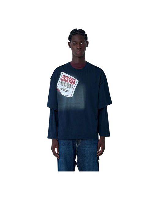 Jean Paul Gaultier Logo Motif T-Shirt in het Blue voor heren