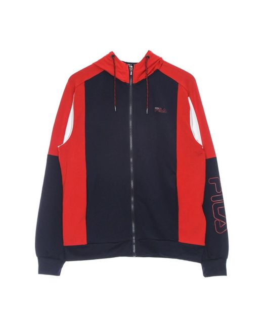 Fila Hoodies & Sweatvesten ,Veelkleurig ,Polyester Capuchonjas Zwart Iris/Rood/Wit in het Red voor heren