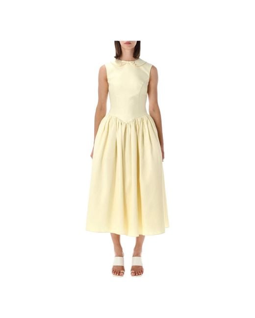 Self-Portrait Yellow Midi Dresses