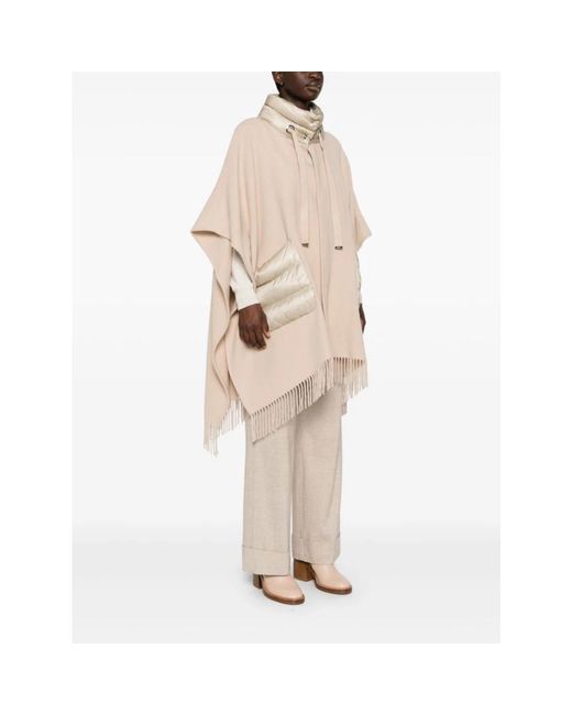 Herno Jassen ,Wol Wol Kasjmier Poncho Met Quilten in het Natural