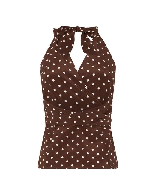 P.A.R.O.S.H. Polka-Dot Halter Top in het Brown