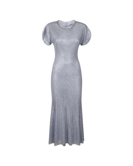 Self-Portrait Kleedjes ,Blauw ,Polyester Rhinestone Mesh Midi Jurk in het Gray