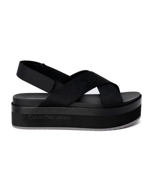 Calvin Klein Schoenen ,Zwart ,Plateau Sandalen Lente/Zomer Collectie in het Black