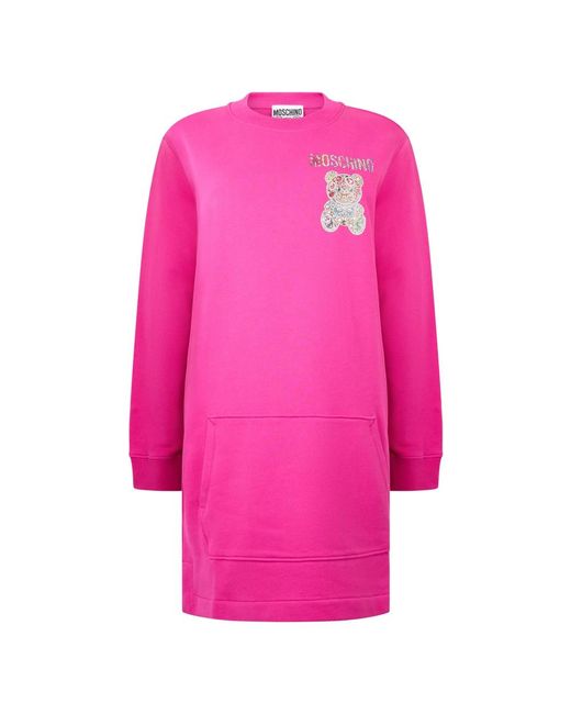 Moschino Bad Teddy Bear Print Jurk in het Pink