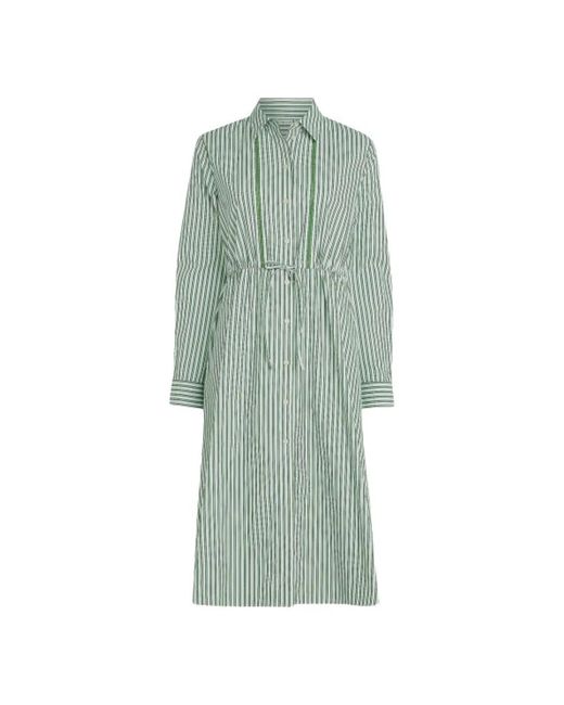 Tommy Hilfiger Green Gestreiftes Popeline-Hemd-Kleid