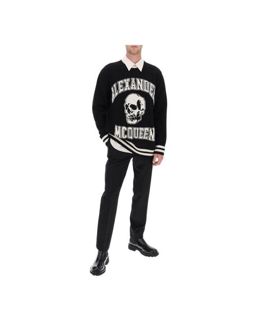 Alexander McQueen Varsity Sweater Mit Skull Motif in Black für Herren