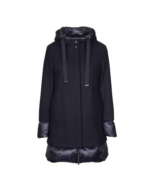 Cappotto nero in lana e nylon di Herno in Blue