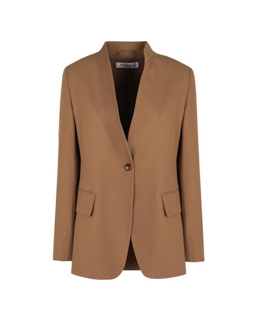 Max Mara Jassen ,Bruin ,Katoen Katoenen Single-Breasted Jas Met Klepzakken in het Brown