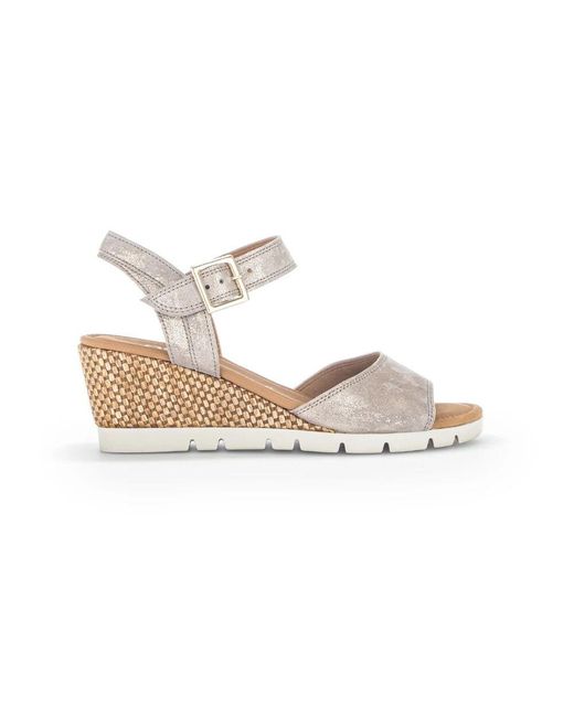 Gabor White Goldene metallische ledersandalen