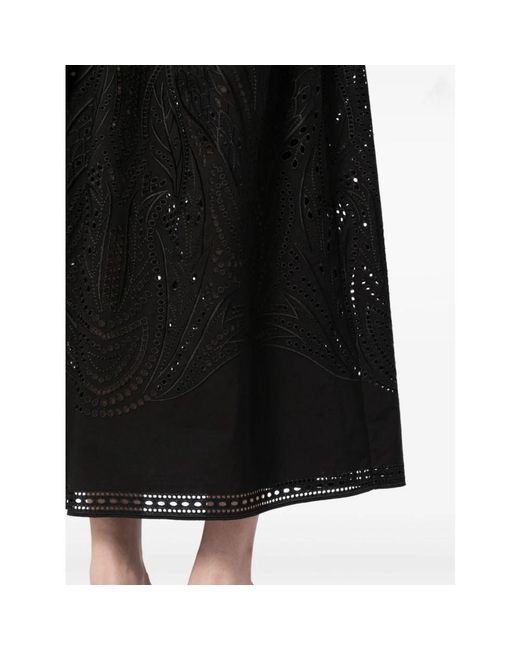 Alberta Ferretti Rokken ,Zwart ,Katoen Zwarte Kant A-Lijn Rok in het Black
