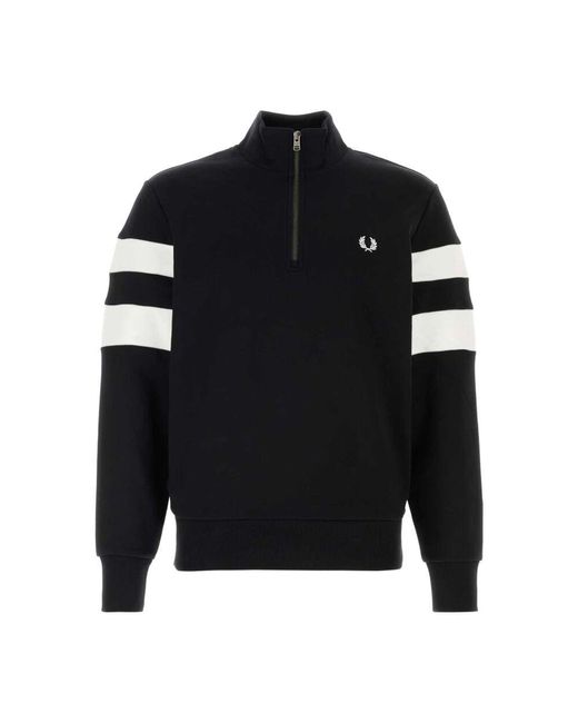 Fred Perry Schwarzer Baumwoll-Sweatshirt in Black für Herren
