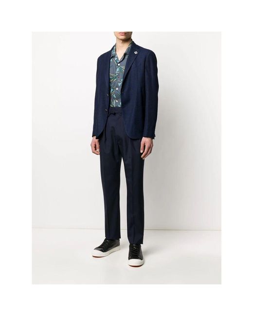 Lardini Schwarzer baumwollblazer zwei knöpfe in Blue für Herren