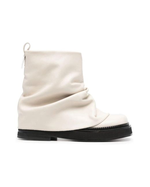 The Attico White Cremeweiße Lederschuhe Mit Eckiger Spitze