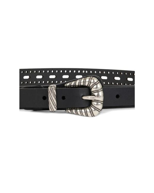 Etro Black Ledergürtel Mit Durchbrucharbeit