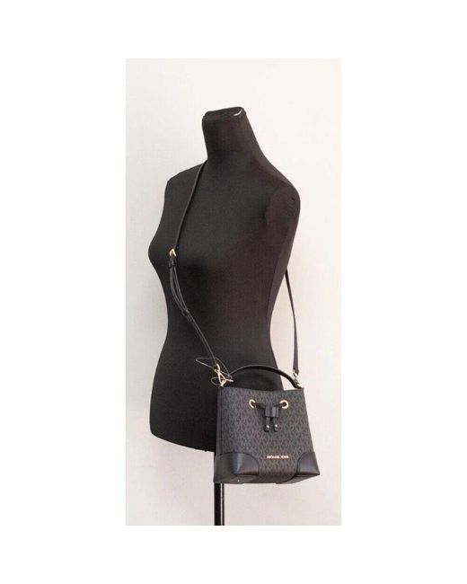 Michael Kors Black Schwarze Signature Bucket Crossbody Tasche