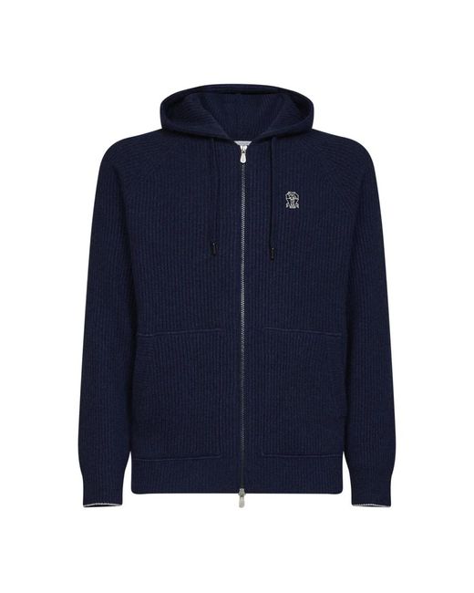 Brunello Cucinelli Blue Cashmere Knitwear for men