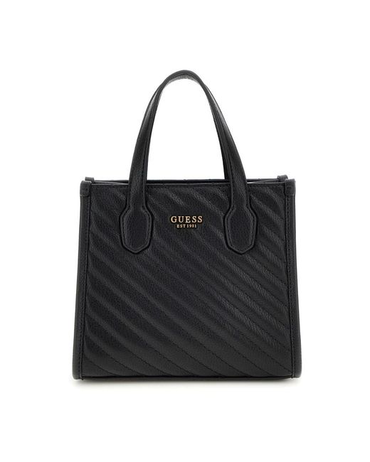 Guess Black Schwarze silvana 2 fächer tote tasche