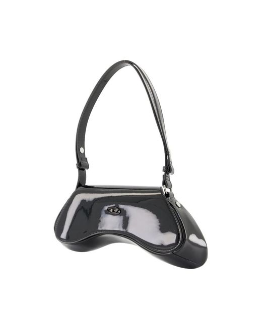 DIESEL Black Schwarze Synthetische Schultertasche Mit Klappe