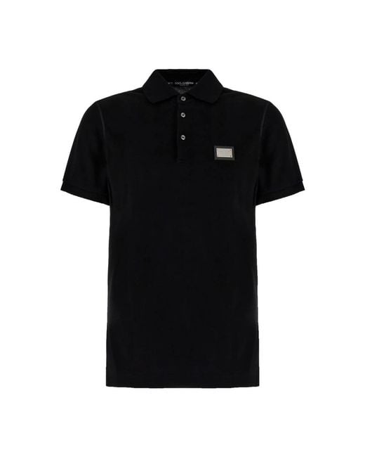 Dolce & Gabbana Black Polo Shirts for men