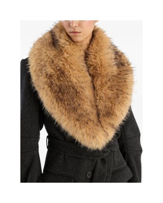 ROTATE BIRGER CHRISTENSEN Black Single-Breasted Faux-Fur Collar Coat