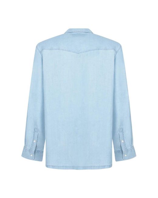 Officine Generale Lyocell Hemd Mit Brusttaschen in Blue für Herren
