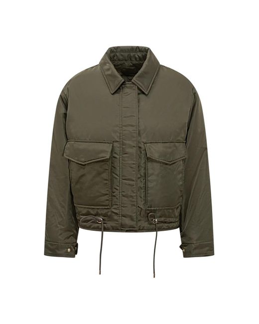 Michael Kors Jassen ,Groen ,Nylon Nylon Cropped Reversible Bomber Jacket in het Green