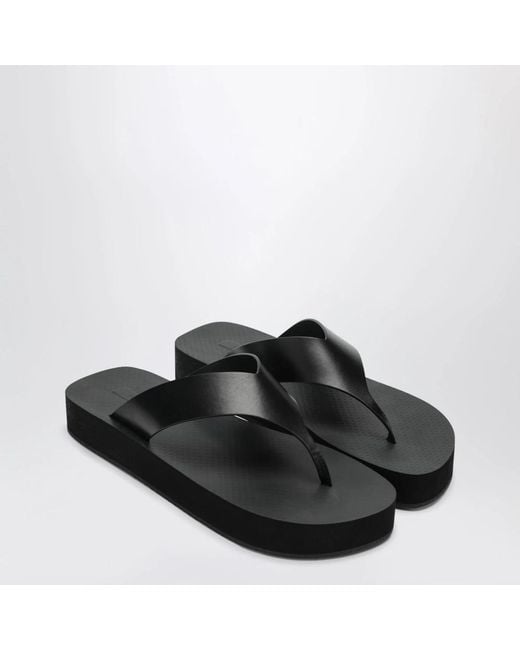The Row Black Flip Flops