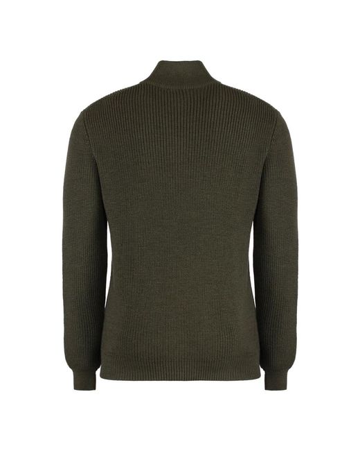 Moorer Truien & Vesten ,Groen ,Wol Geribbelde Gebreide Wollen Turtleneck Trui in het Green voor heren