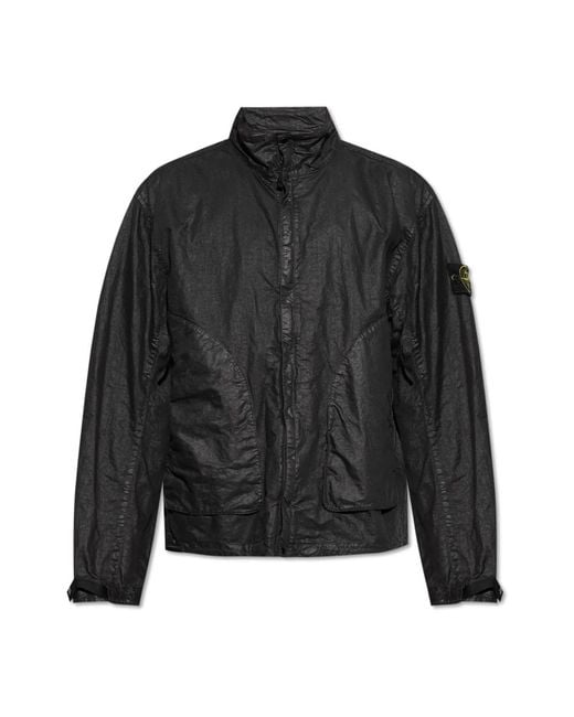 Stone Island Jassen ,Zwart ,Nylon Look Nylon Panama-Tc Jacket in het Black voor heren