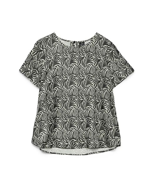 Vero Moda Grafische Print Korte Mouw Top in het Gray