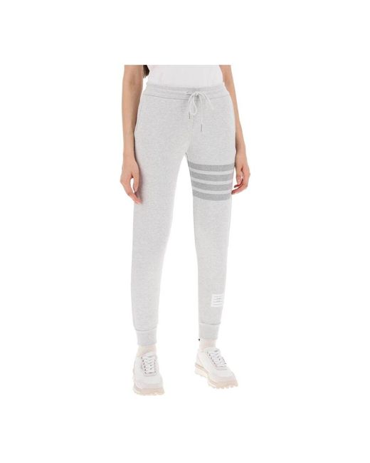 Thom Browne Gray Graue 4-bar joggers mit kordelzug