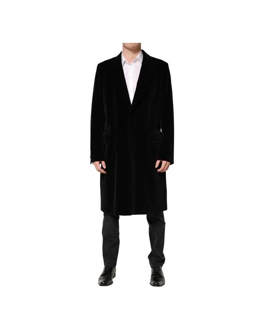 Dolce & Gabbana Black Single-Breasted Coats for men