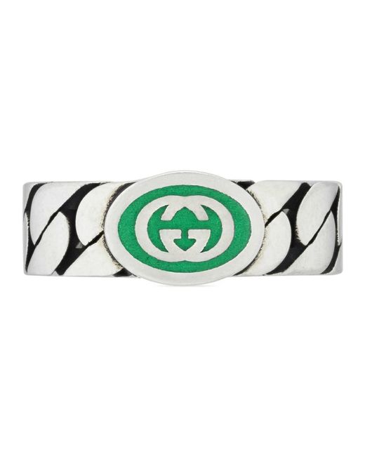 Gucci Green Interlocking G Silberring